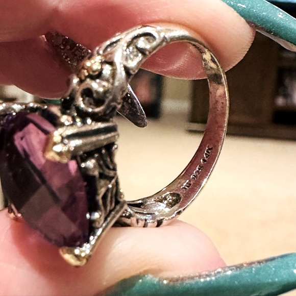 Sterling Silver 14k Yellow Gold Amethyst Fashion Ring - Picture 4 of 8